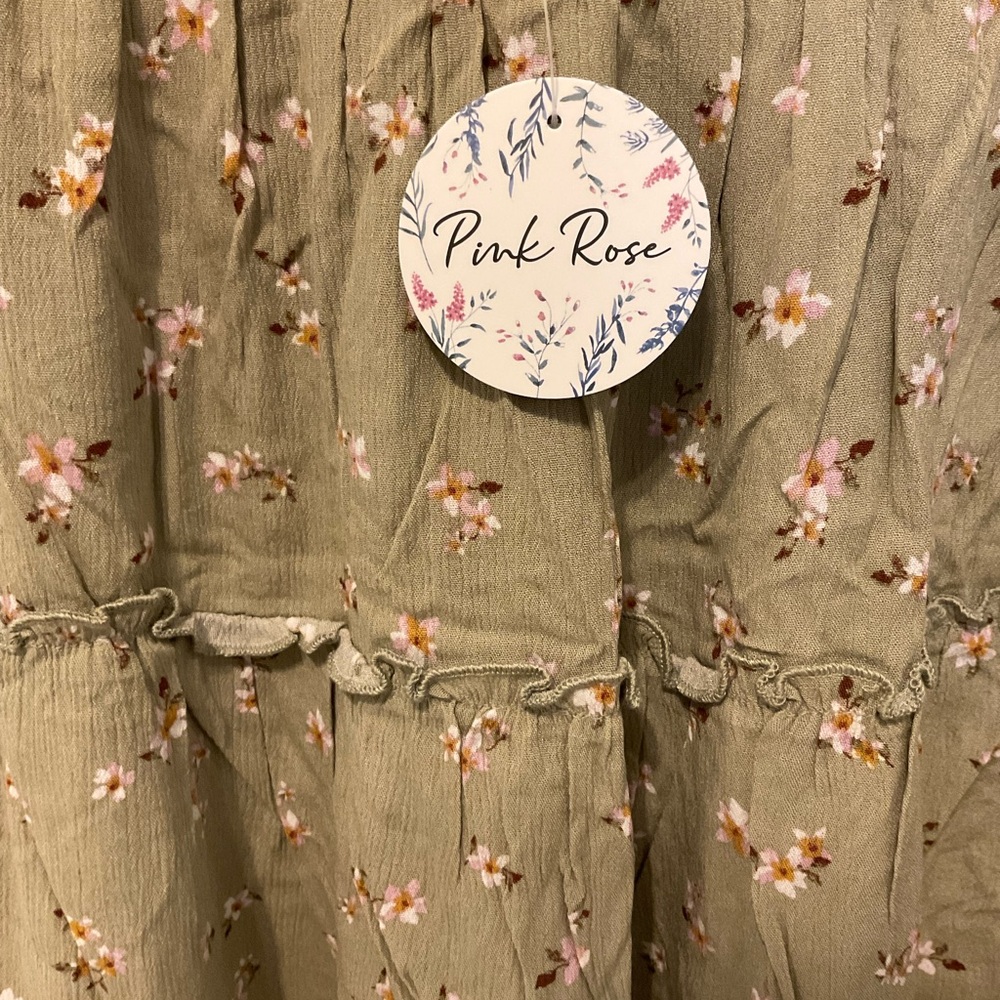 Pink Rose Olive Floral Mini Skirt - Picture 2 of 2